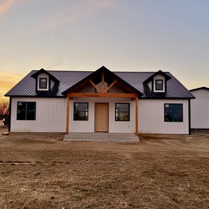 Farmhouse at sunset